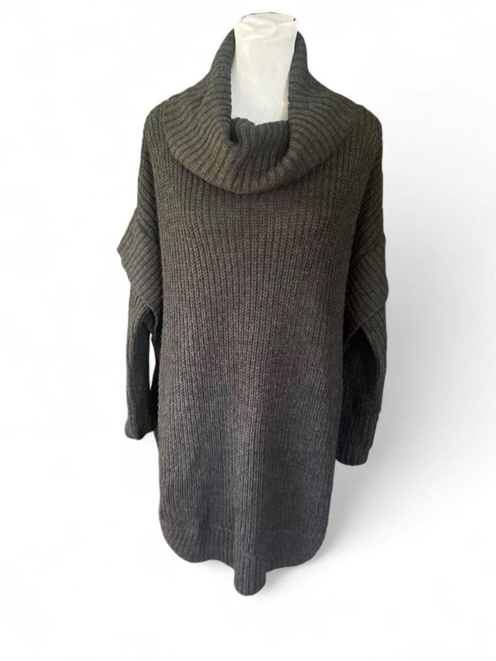 RD Style Oversized Cowl Neck Tunic Sweater - Charcoal Gray-S